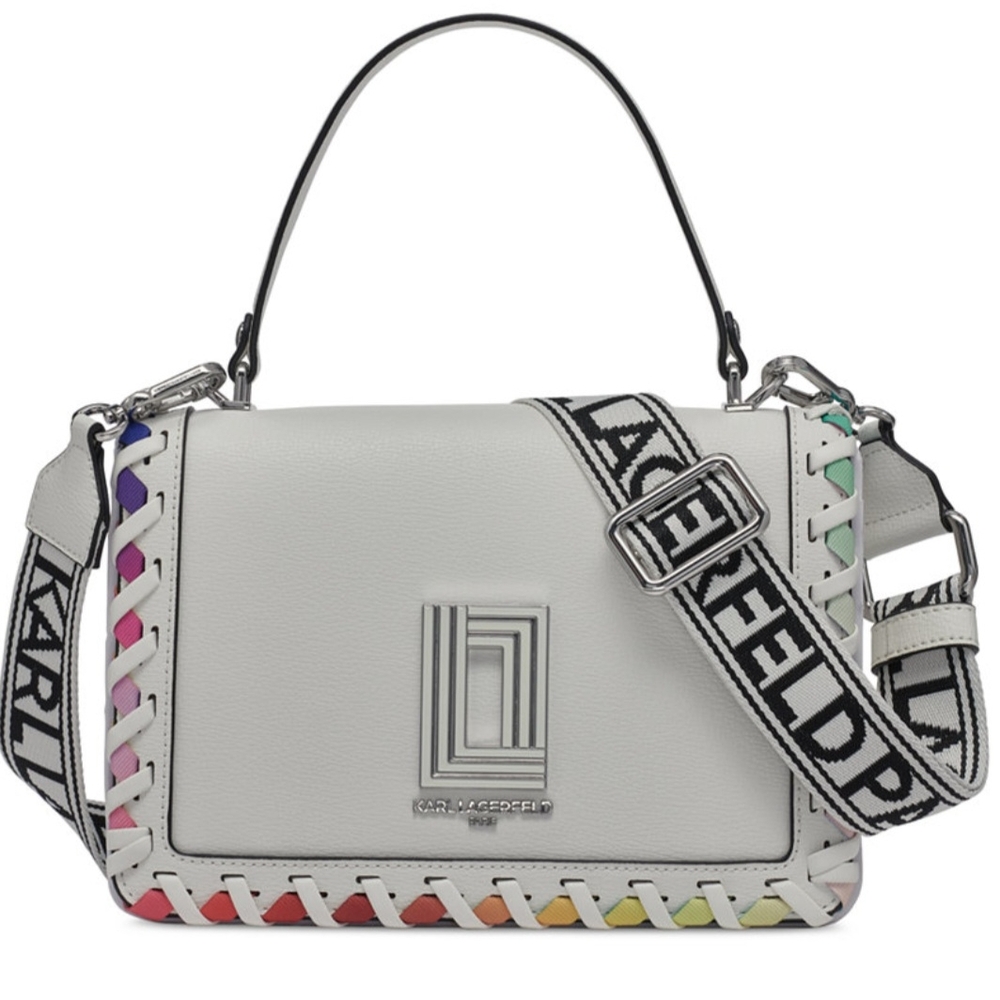 Karl Lagerfeld White Crossbody Bag with Statement Strap
